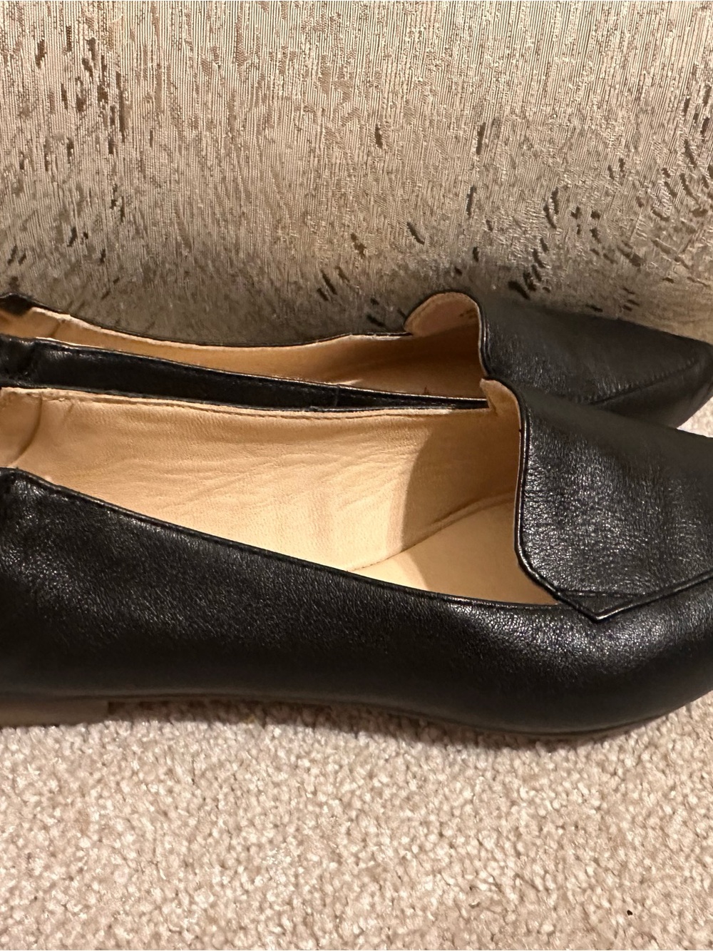 Hush Puppies Black Leather Women's Loafers with Tan Interior